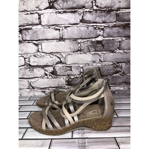 Ahnu Trolley Huarache Gray Leather Back Zip Wedge Sandals Women Sz 8.5M US/39EU - Picture 6 of 16